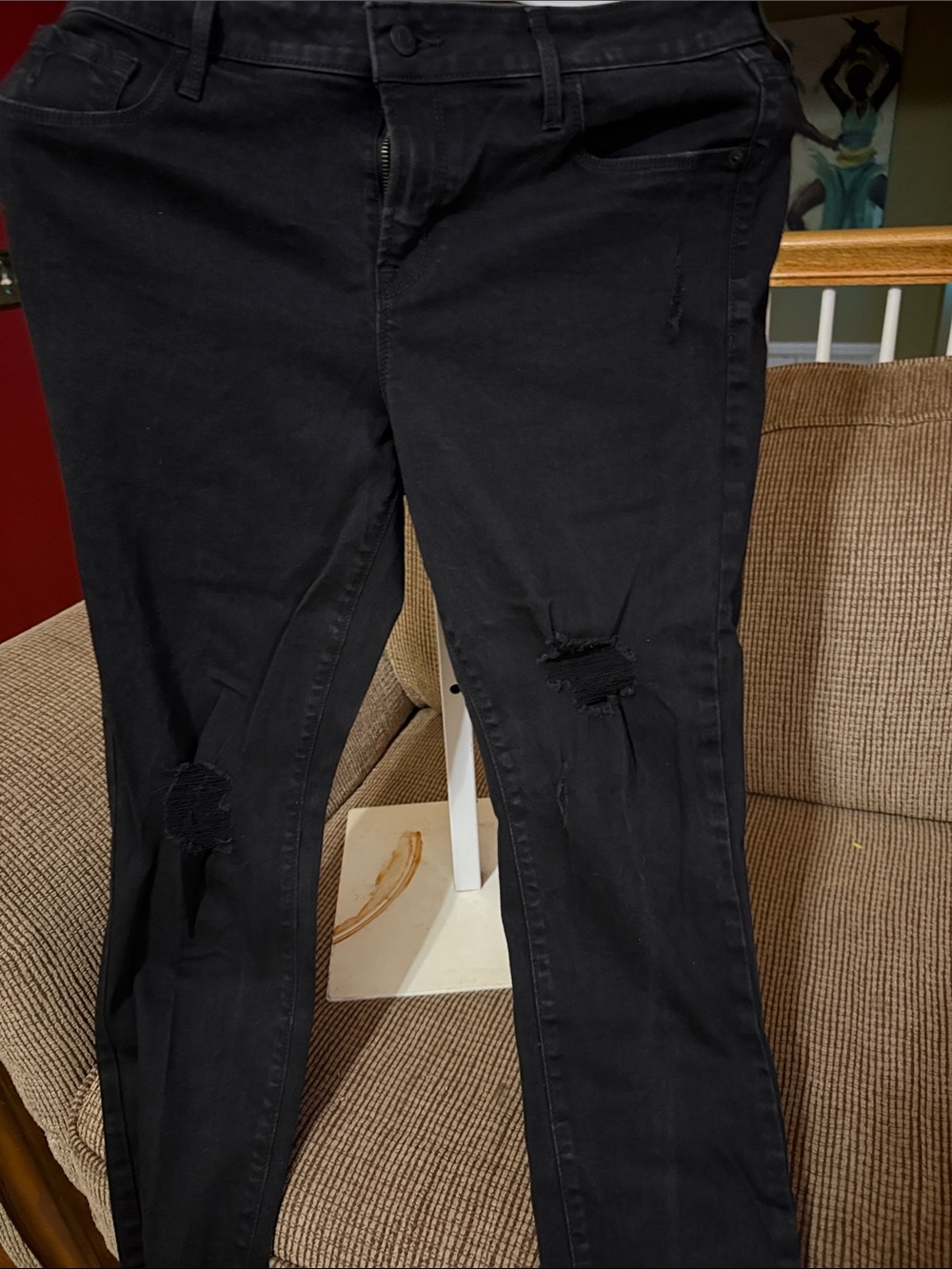 Old Navy Black Distressed Skinny Jeans